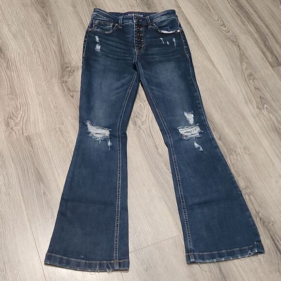 Maurices Rugged High Rise Flare Button Fly Jeans - Picture 3 of 6